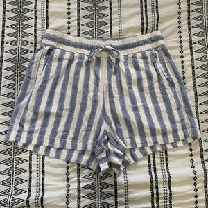 GAP | Striped Blue and White Linen Blend Shorts Size Small